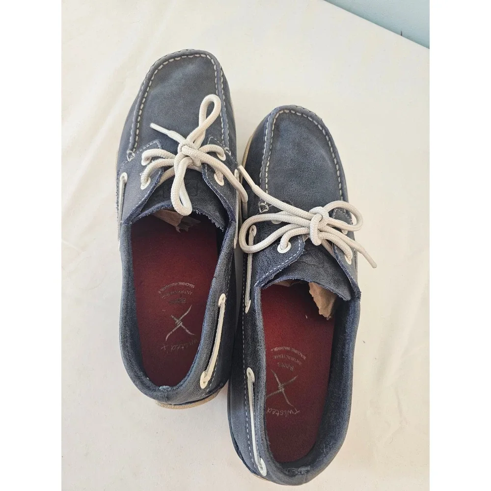 Nautical Twisted X Boat Shoes Mens 11 Blue Leather Driving Mocs MDM0008 D